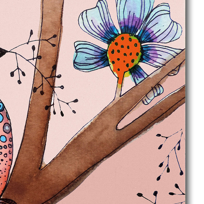 Sylvie Demers Pink Bird Canvas Art, 15" x 20"