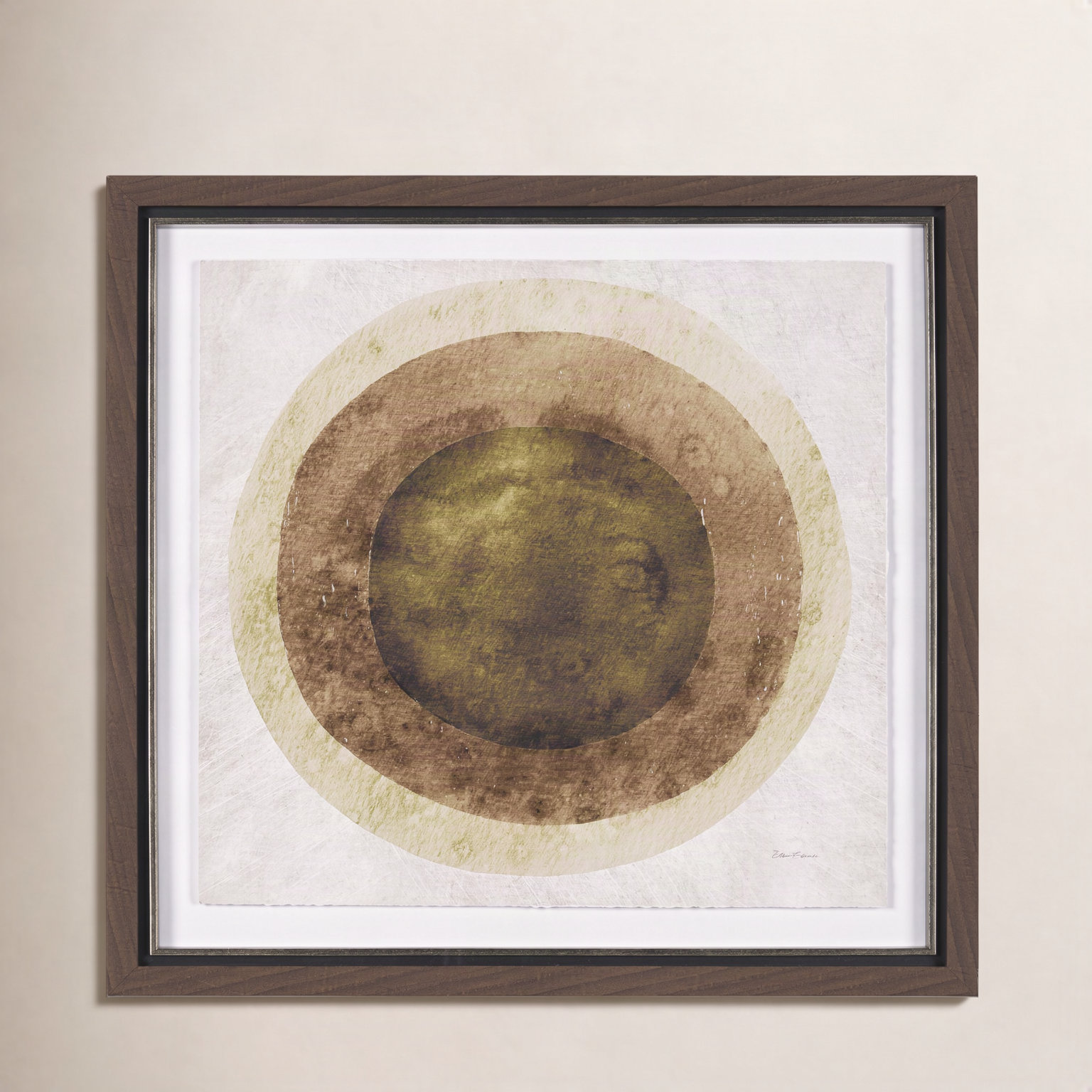 Blue Eclipse Hand-Embellished Print, Green Eclipse, 1, Brown