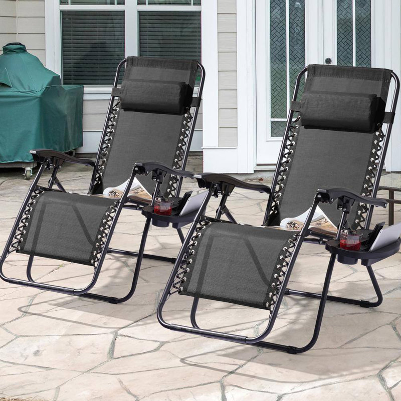 Chaises zéro gravité, chaises longues d'extérieur pliantes pour fauteuils d'extérieur inclinables, Noir