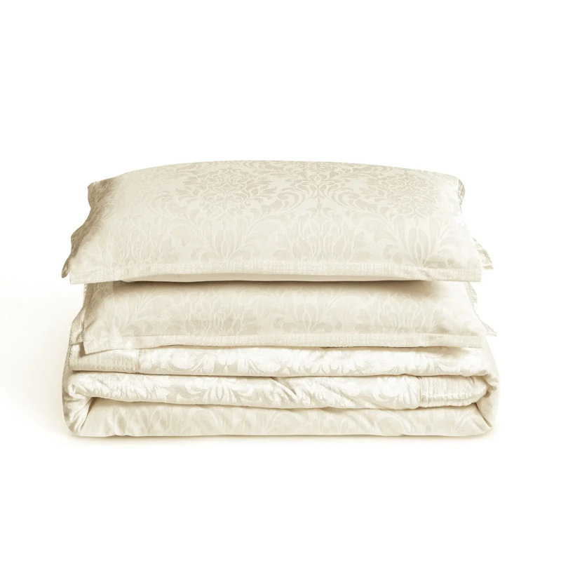 Polyester Floral Bedspread with Pillow Shams, Cream, Kingsize Bedspread + 2 Standard Shams