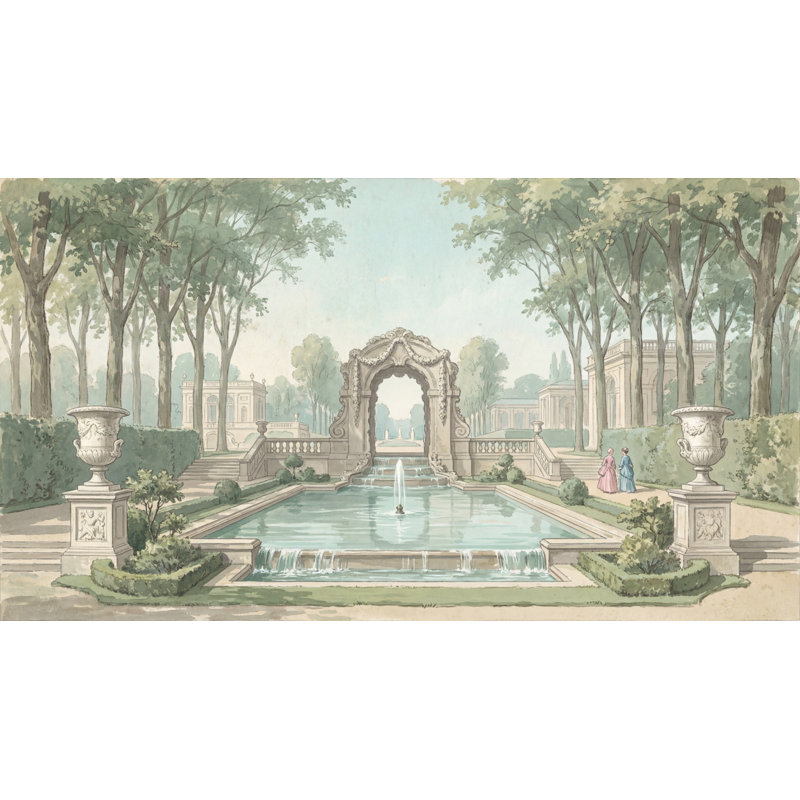 Décoration murale amovible pour jardin français, 160 po x 108 po, Texturé non collé