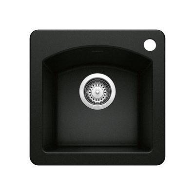 Évier de bar à double montage 15 po Diamond SILGRANIT - Noir charbon