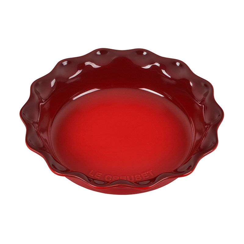 Le Creuset Stoneware Set Of 2 Heritage Fluted Pie Dish 9 In, Red