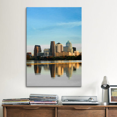 «Reflection of batiments dans l'eau, Town Lake, Austin, Texas, États-Unis # 2, reproduction de photo sur toile