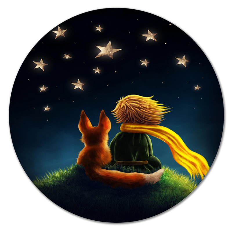 Le Petit Prince, petit garçon avec un renard - impression sur métal sans cadre
