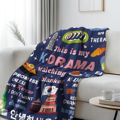 Korean Blanket 50"x60", Korean Gifts for Women Girls Sister Friends, Koreans Drama Gifts for Christmas Thanksgiving, Flannel Koreans Blanket for Sofa Couch Room Bed