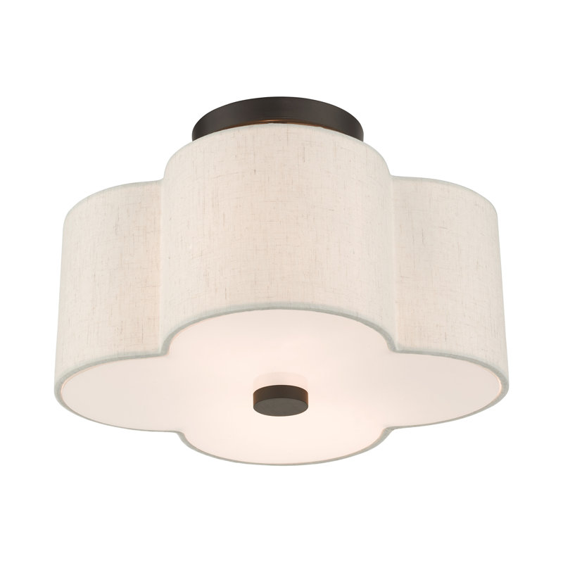 Plafonnier semi-encastré 2 lumières Swarthout, Bronze anglais, H 8,5 po x l 13 po x P 13 po