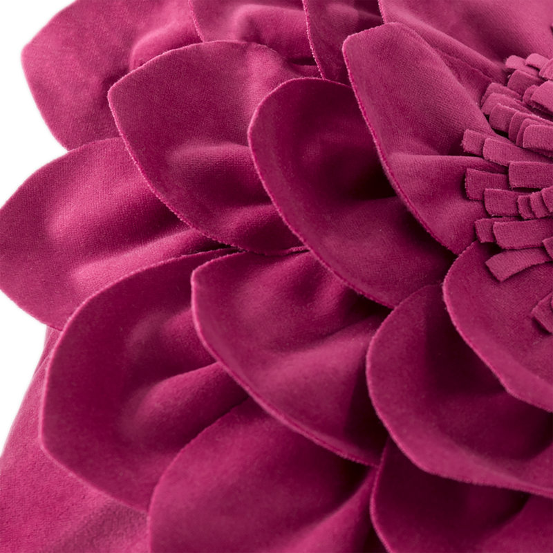 Appliqued Velvet Pillow Cover, Rose Red