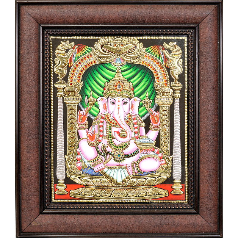 Lord Ganesha assis sur un trône de lotus (encadré)