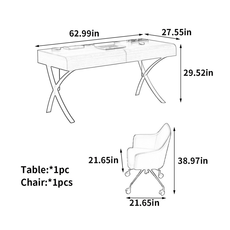Woodcliff, H 29,52 po x l 62,99 po x P 27,55 po