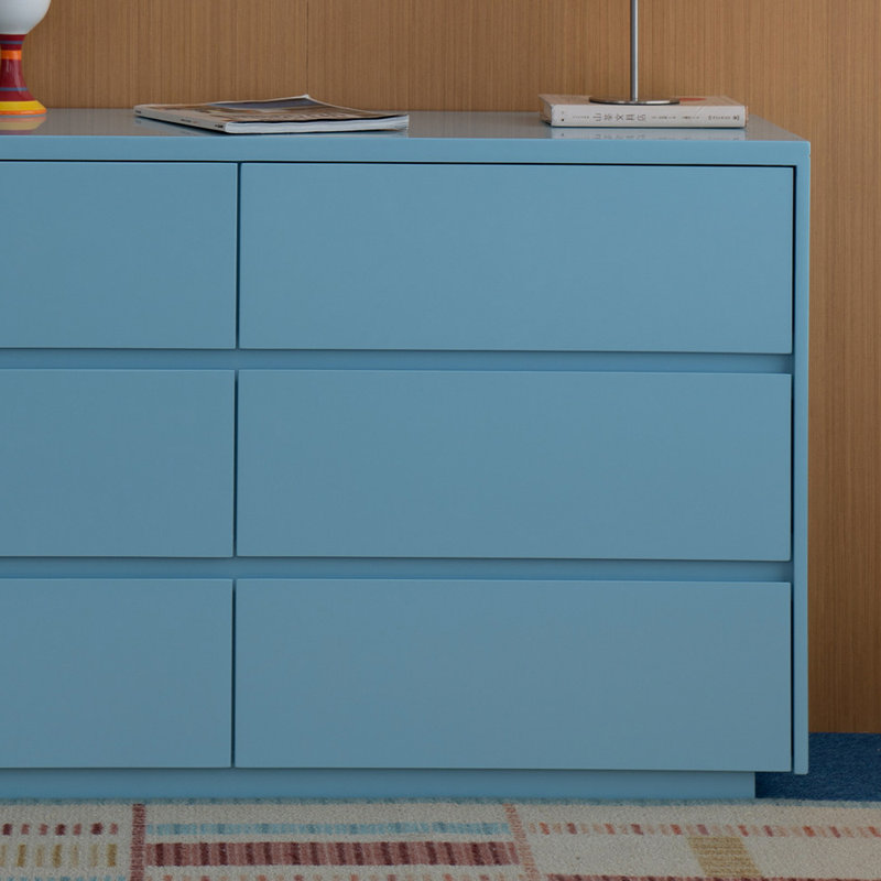 Armoire pratique à 6 tiroirs Bright Blue, 27.55" H x 47.24" W x 15.74" D 
