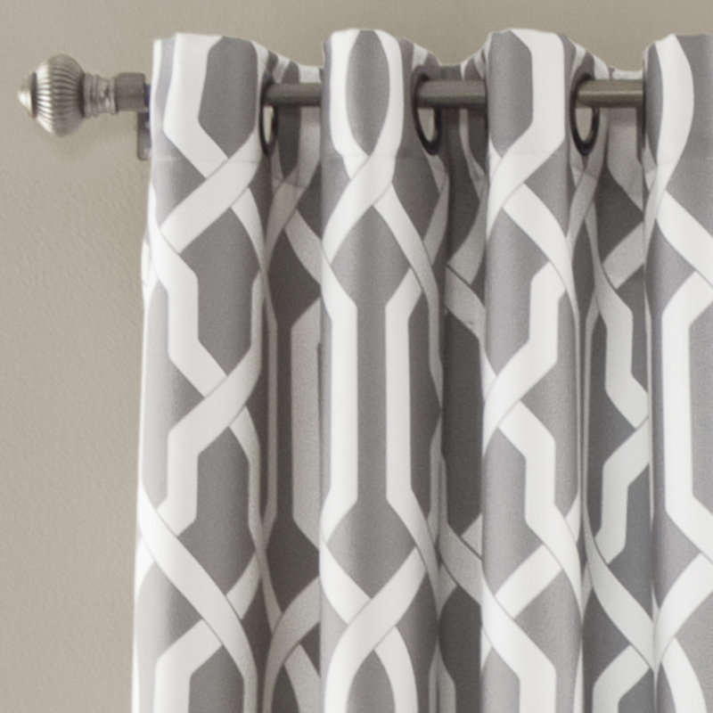 Trellis Room Darkening Curtain Pair, Gray, 52" W x 95" L