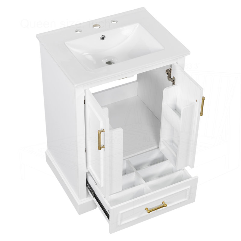 Meuble-lavabo 24 po avec lavabo, Blanc, 24"