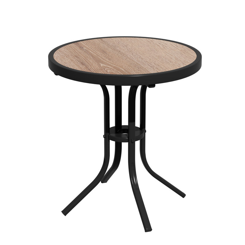 Round Patio Side Table, All-Weather Outdoor Coffee Table End Table with Powder Coated Frame, Small Outdoor Table for Deck Backyard Garden Pool Lawn Porch