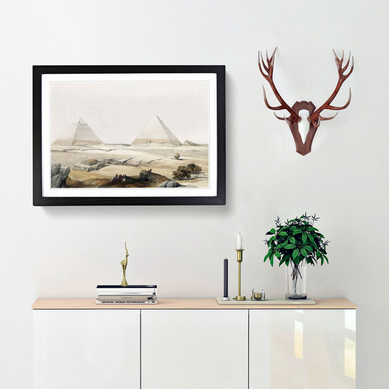 Pyramids of Giza by David Roberts - Picture Frame Painting Print, 48cm H x 65cm W x 2cm D, Black Framed