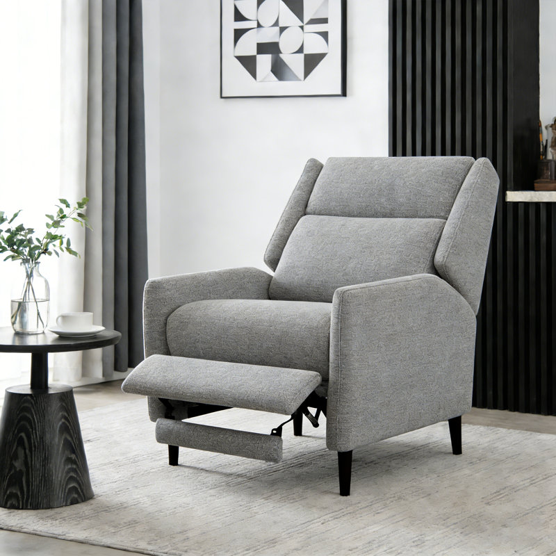 Modern Fabric 30-inch Manual Pushback Recliner with High Back, Gray Fabric