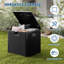 Boîte de rangement d'extérieur compacte 28 gal, contenant résistant aux intempéries en résine brune 30 gal, petit bac durable pour la terrasse, le jardin et la piscine-129378547