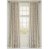 Gable Cotton Blend and Linen Blend Geometric Embroidered Room Darkening Curtain