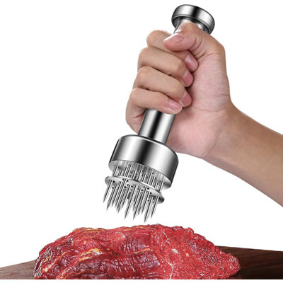 304 Stainless Steel Meat Tenderizer with 21 Needles, Fast Marinade Absorption Tool for Steak Beef Pork Poultry
