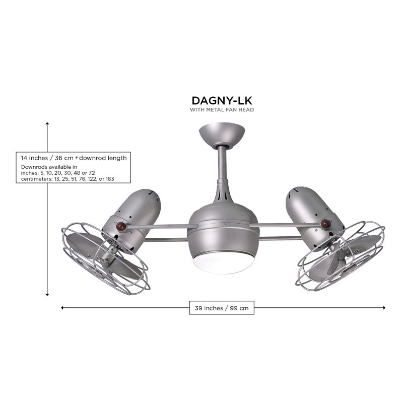 Dagny LED Downrod Ceiling Fan, Matte Black
