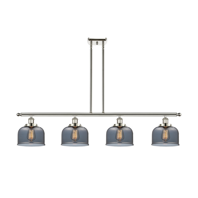 Bissonnette 4 - Light Kitchen Island Pendant, Plated Smoke, No Bulb Included, Polished Nickel