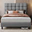 Size Modern Upholstered Bed Frame with Adjustable Square Tufted Headboard-99170188-93363910