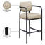 Tabouret de bar rembourré en cuir Serava Beige Vegan-129631224