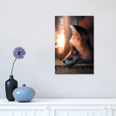 Fox Butterfly 1 Piece Wall Art on Canvas