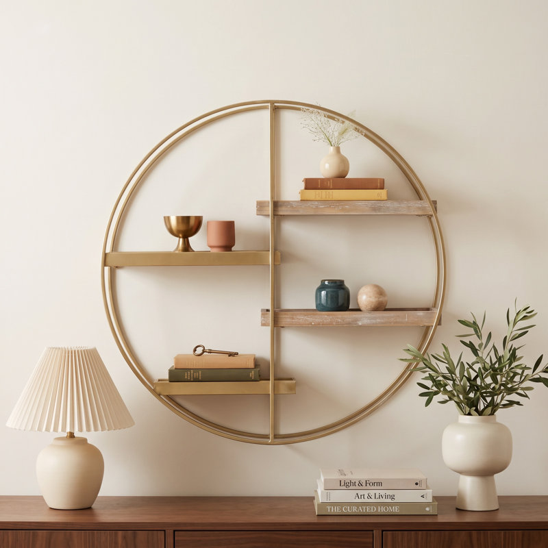 Khala 4 Piece Circle Accent Shelf, Gold