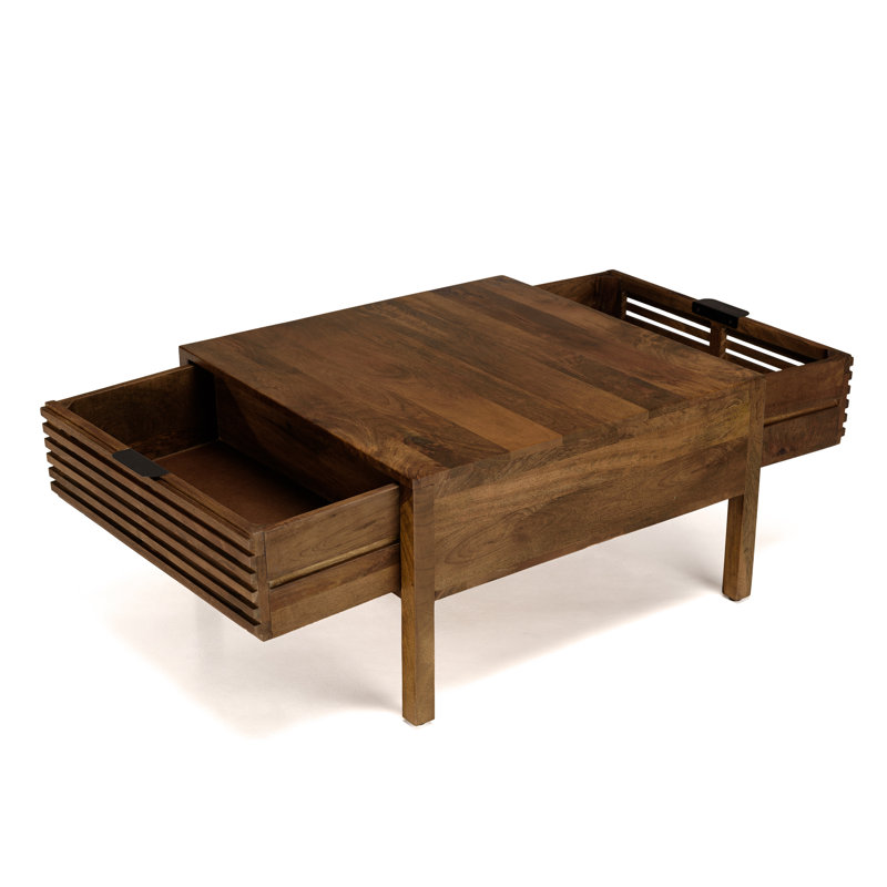 Ipina Solid Wood Four Leg Coffee Table with Storage
