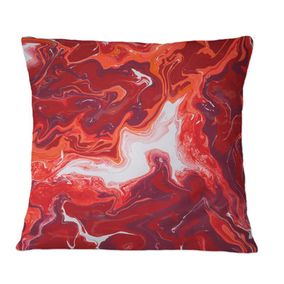 Red and White Marble Ripples - Coussin décoratif imprimé moderne