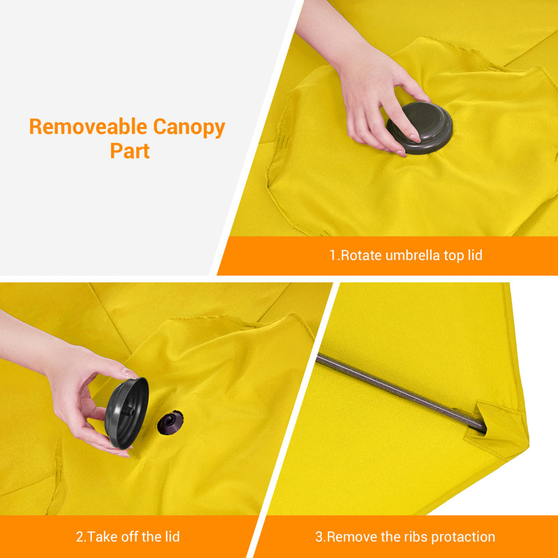 Parasol de marché extérieur Kahoka 7,5 pi avec inclinaison par bouton-poussoir, parasol de table toutes saisons pour terrasse, jardin et cour