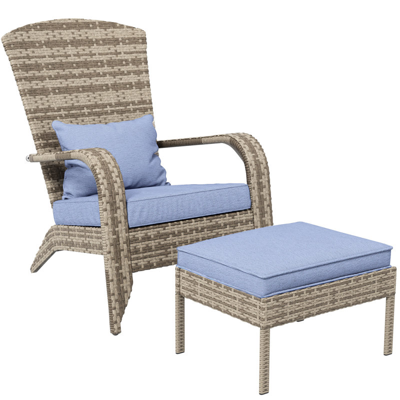 Patio Chair With , Outdoor In Gray. Large Seat & , Protected, For Front Yard, Backyard, Deck, Poolside Decoration Package, Relax Cushions, High-Back, Spacious Jolly Patio, Garden, Gray