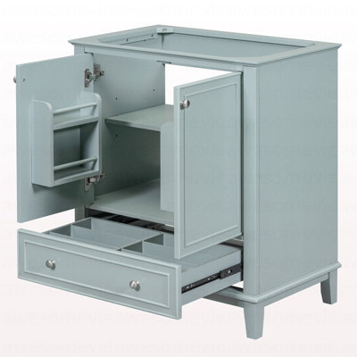 30" Bathroom Vanity Without Sink, Base Only, Multi-Functional Bathroom Cabinet With Doors And Drawer, Solid Frame And MDF Board, Green