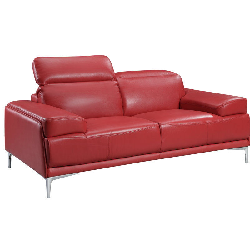 Mcglynn 72'' Faux Leather Loveseat, Red Faux Leather