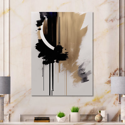 Black, White And Gold Expression III - Modern Canvas Wall Art -  Ivy Bronx, 81F725D97AF84DAA86D568900C50FF21