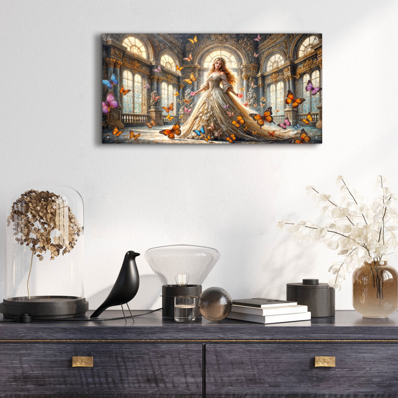  «Princess & Butterflies» par Rey Klimt, art mural en verre acrylique, 48 po x 24 po