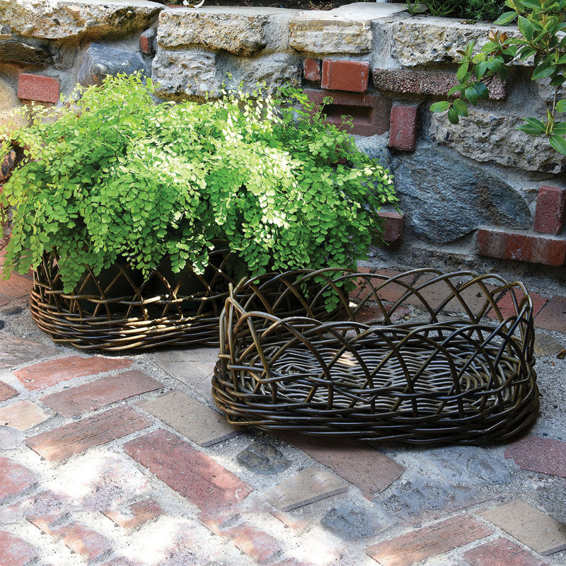 2 Piece Oval Rattan Basket Set