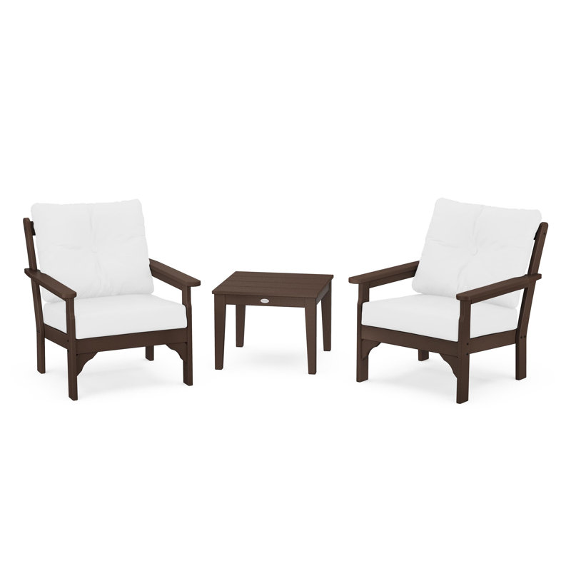 Vineyard 3-Piece Deep Seating Set, Mahogany, Spiced Burlap