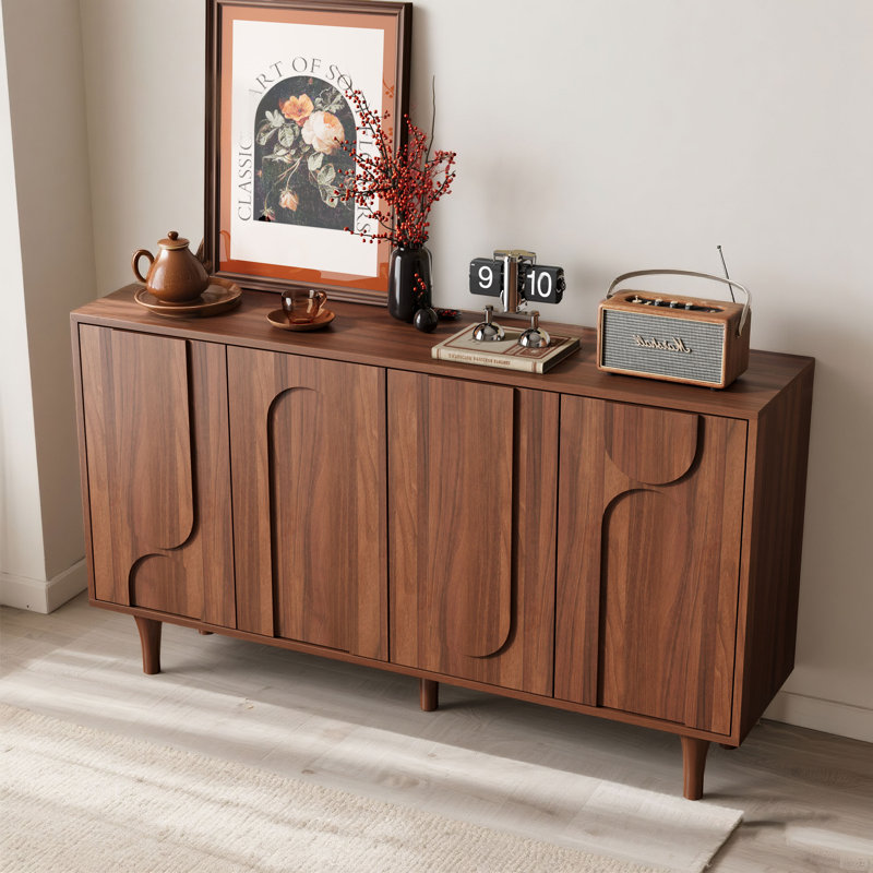 Buffet de 63 po avec rangement, armoire arquée avec tablettes réglables, crédence pour le salon, le vestibule, la cuisine