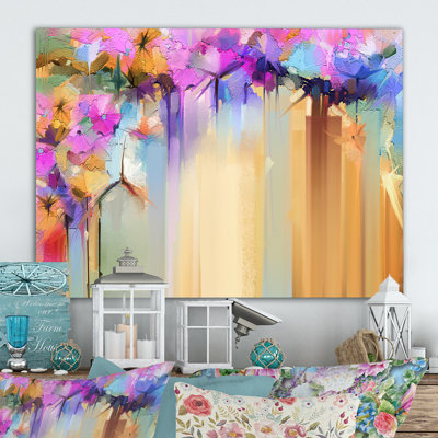 «Colorfull Abstract Pink Spring Flowers III», reproduction sur toile flottante