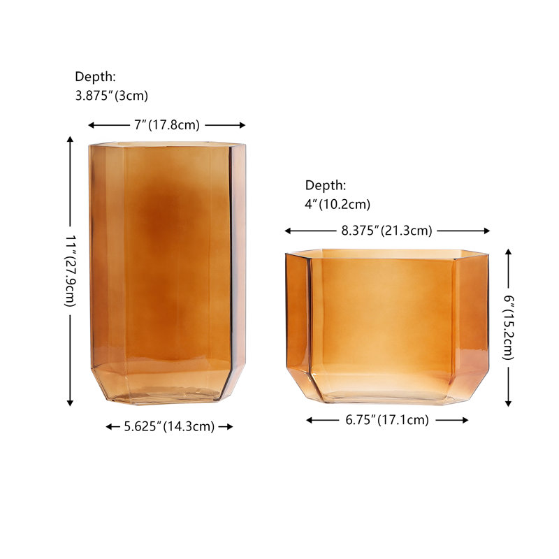 Noreno Glass Vase, Orange Tint