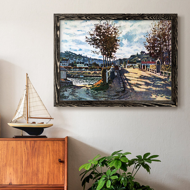 «La seine à Bougival» par Monet, reproduction d'art sur toile, Noir, H 18 po x l 26 po x P 1,5 po