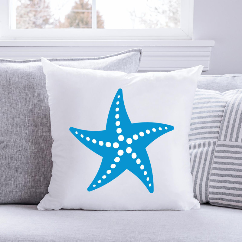 Nautical Sea Life_749 - Coussin décoratif avec coussin décoratif, H 14 po x l 14 po