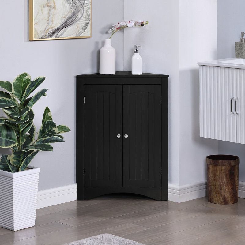 Armoire de coin de salle de bain avec portes et tablettes