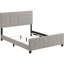 Très grand lit à panneau beige, rembourré en tissu doux, structure, pièce de décoration de chambre à coucher, sommier tapissier pour matelas de longévité de style rembourré, rembourrage doux, complémentaire aux intérieurs, soutien