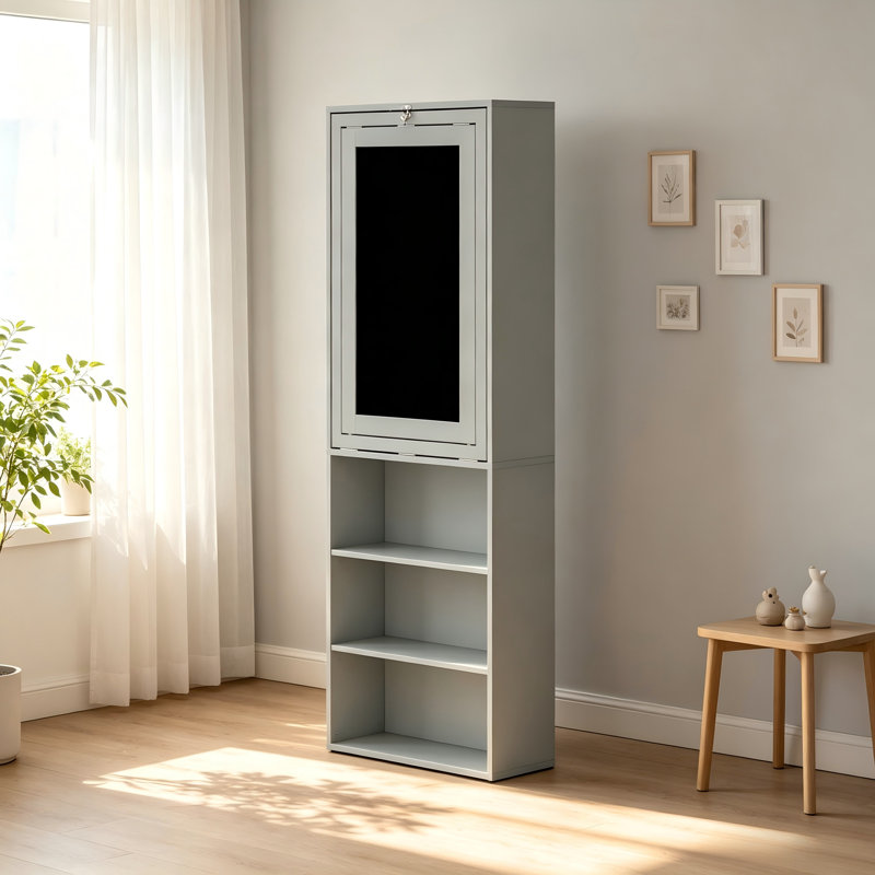 Bureau multifonctionnel mural gris anthracite 60,24 pouces avec tableau noir et tablettes latérales - Usage polyvalent
