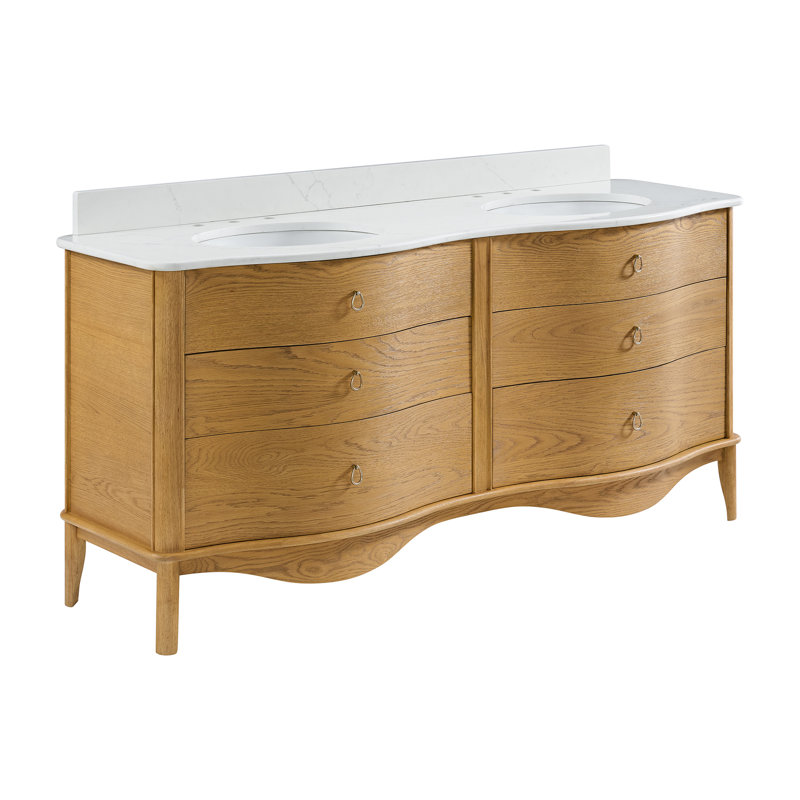 Meuble-lavabo simple en chêne Emmy, 72", Chêne naturel rehaussé
