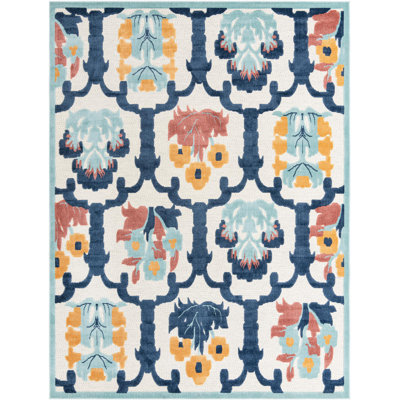 Outdoor Askersund Area Rug Ivory-Navy Blue Color