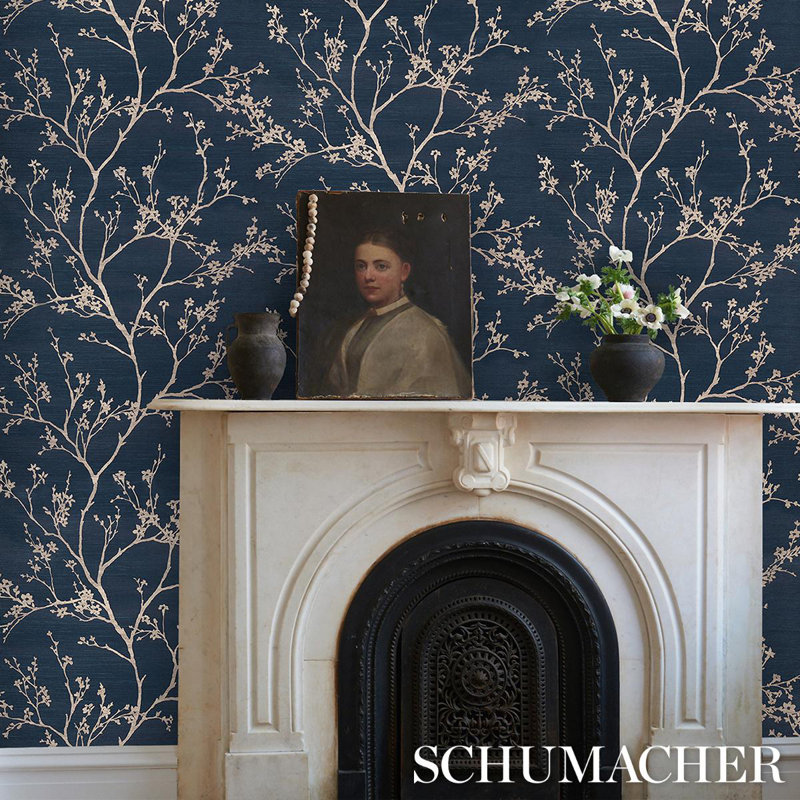 Twiggy Sisal Wallpaper, Indigo